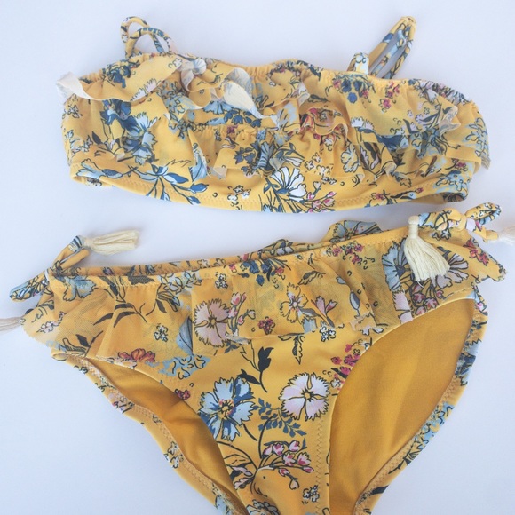 Next Direct Yellow floral Tropical girls Bikini - 5 yrs - Picture 4 of 4